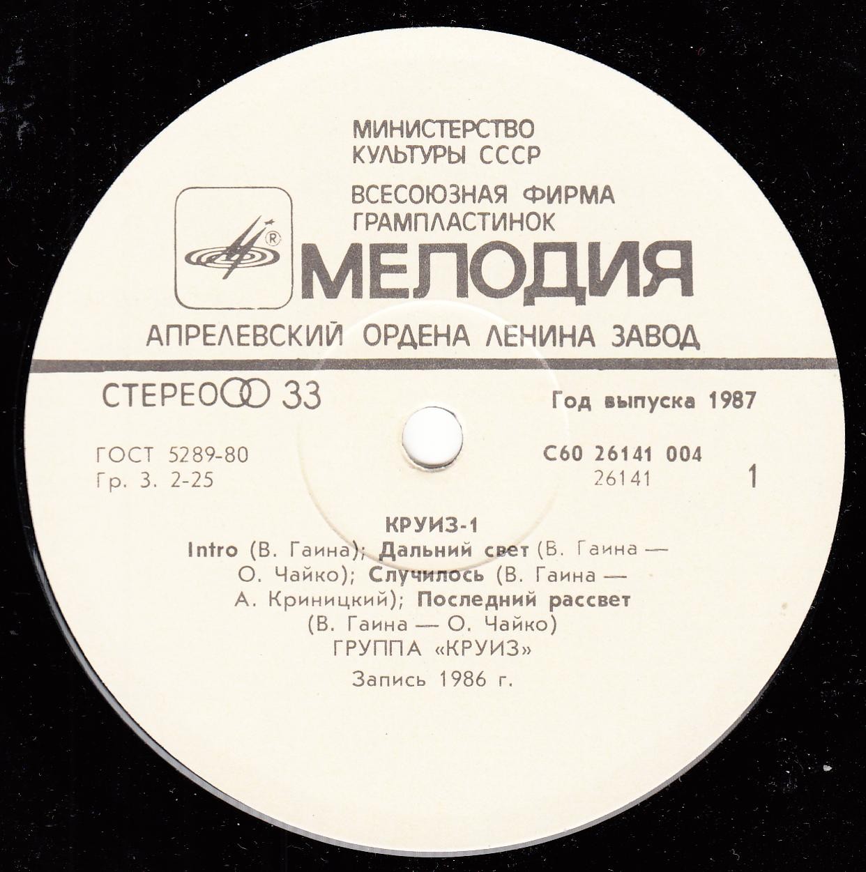 Рок-группа КРУИЗ: «Круиз-1»