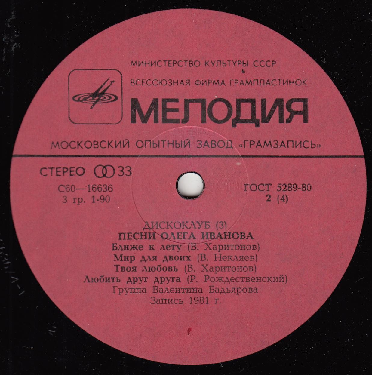 ДИСКОКЛУБ (3). Песни Олега Иванова. Популярные увертюры и вальсы