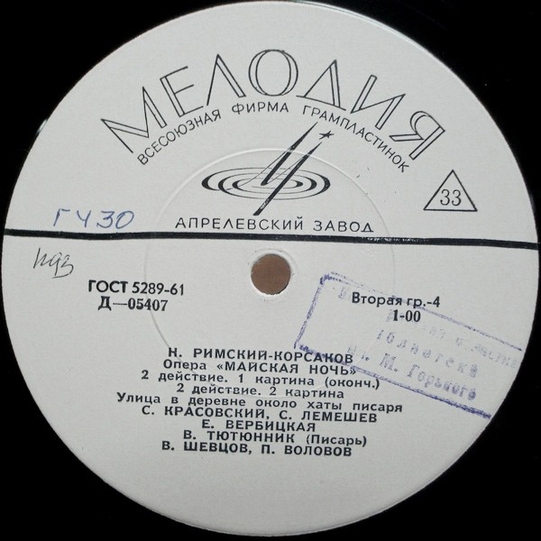 Н. РИМСКИЙ-КОРСАКОВ (1844–1908): «Майская ночь», опера в 3 д. (В. Небольсин)