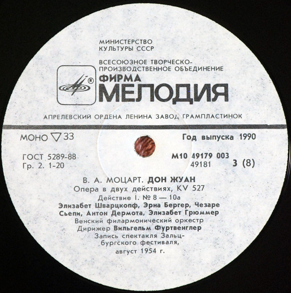В. А. МОЦАРТ: «Дон Жуан», опера в двух действиях, KV 527 (на итальянском яз.)
