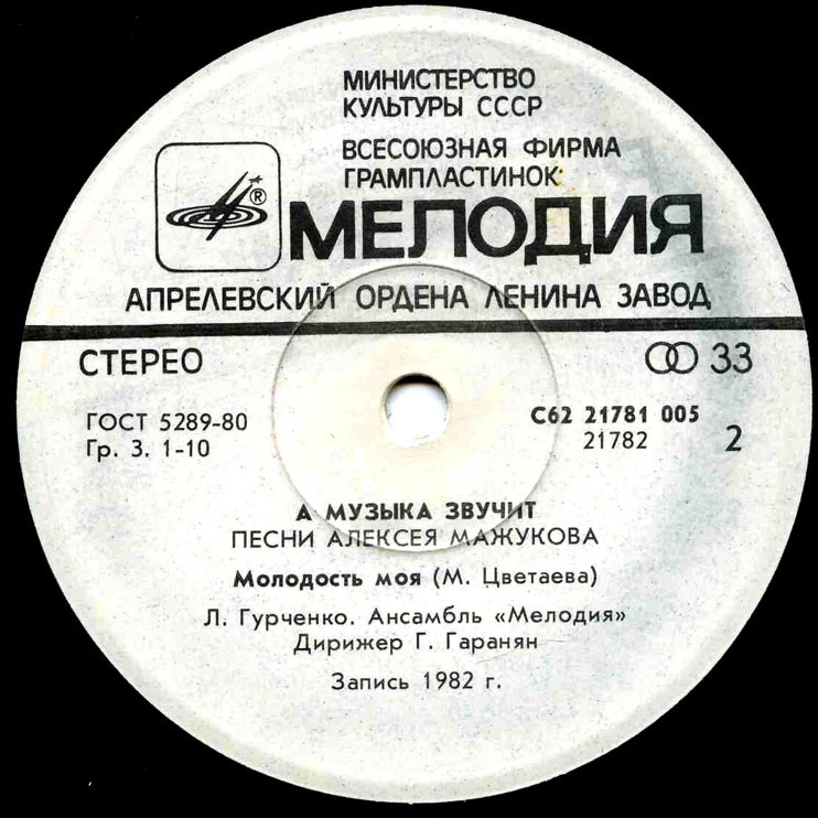 Песни Алексея Мажукова. "А музыка звучит"