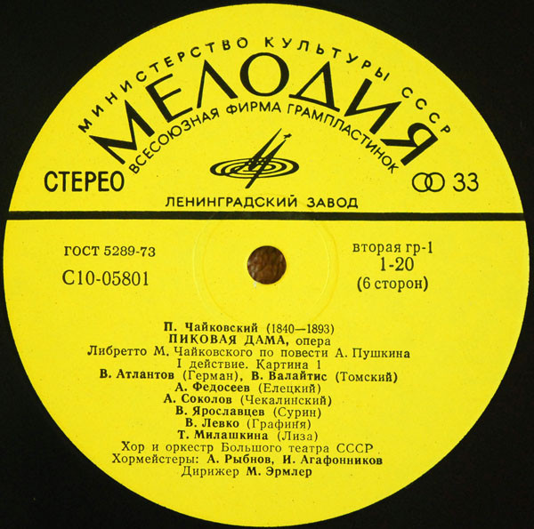 П. ЧАЙКОВСКИЙ: Опера "Пиковая дама" (М. Эрмлер)