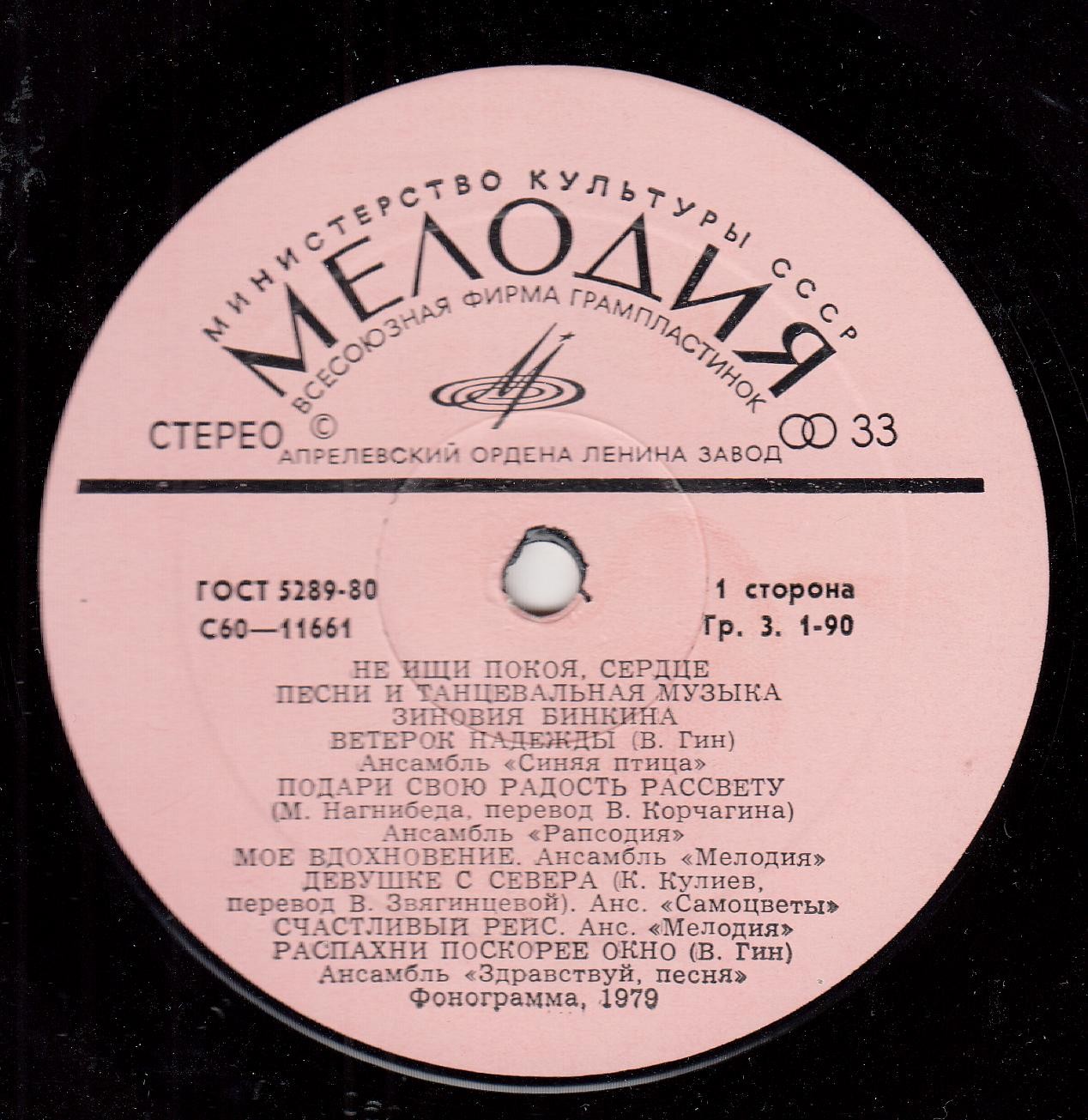 "Не ищи покоя, сердце". Песни и танцевальная музыка Зиновия БИНКИНА