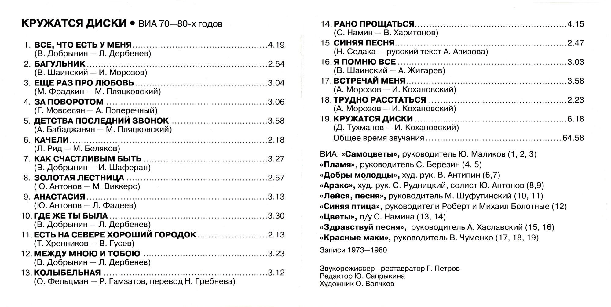 Кружатся диски. ВИА 70-80-х годов