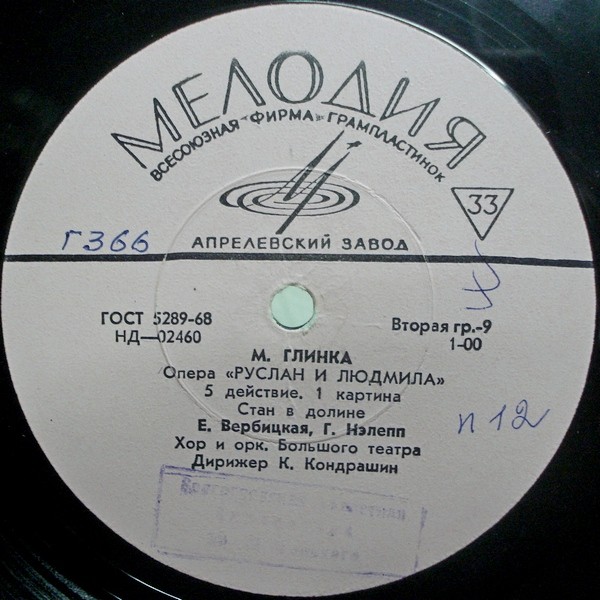 М. ГЛИНКА (1804–1857): «Руслан и Людмила», опера в 5 актах (К. Кондрашин)