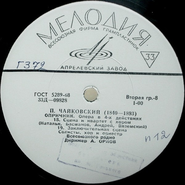 П.И. ЧАЙКОВСКИЙ (1840–1893): «Опричник», опера в 4 действиях (А. Орлов)