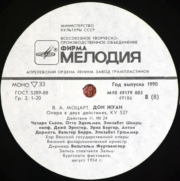 В. А. МОЦАРТ: «Дон Жуан», опера в двух действиях, KV 527 (на итальянском яз.)