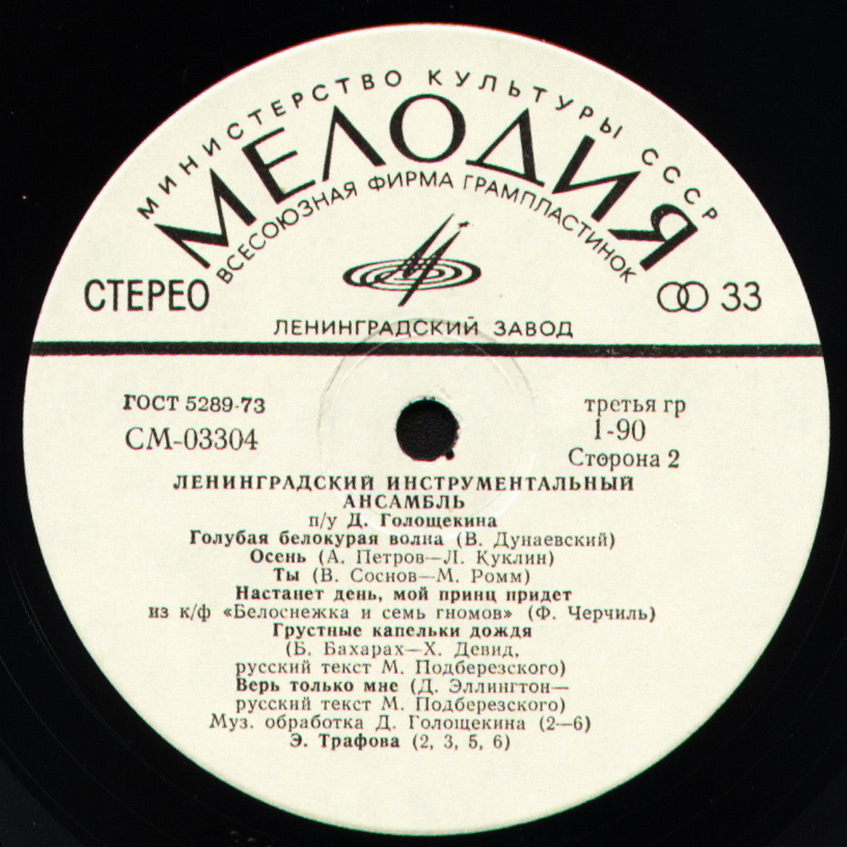 ЛЕНИНГРАДСКИЙ ИНСТР. АНСАМБЛЬ П/У Д. ГОЛОЩЕКИНА