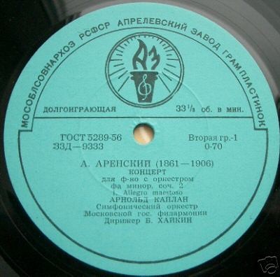 А. АРЕНСКИЙ: Концерт для ф-но с оркестром (А. Каплан)
