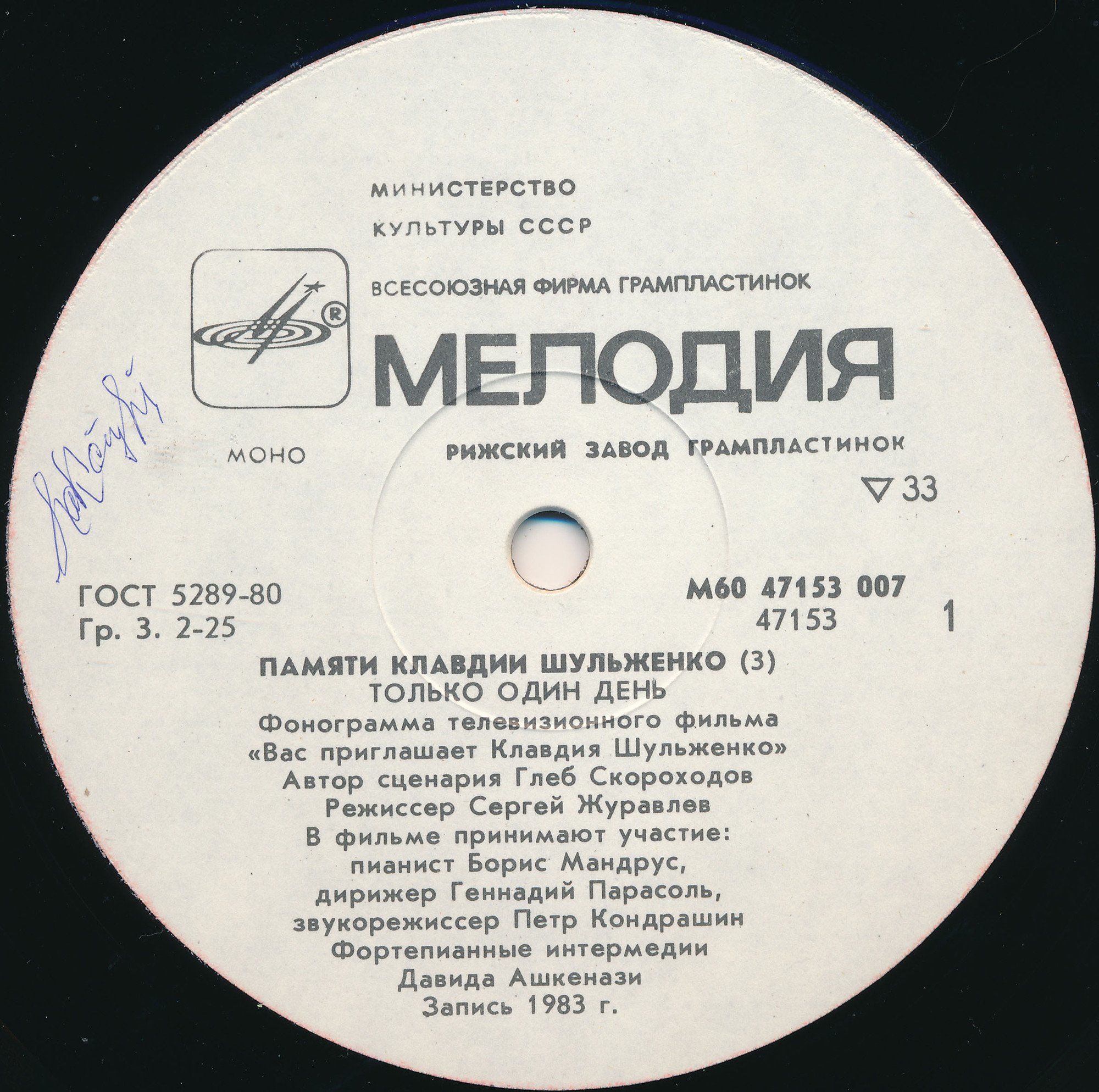 ПАМЯТИ КЛАВДИИ ШУЛЬЖЕНКО (3). «Только один день»