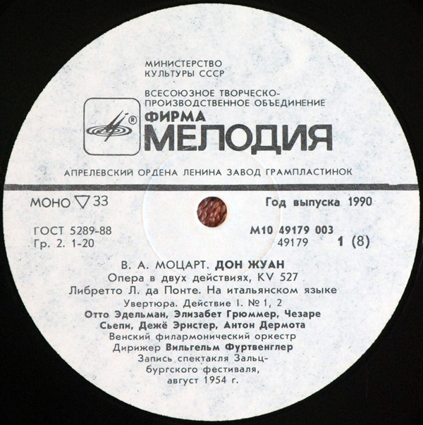 В. А. МОЦАРТ: «Дон Жуан», опера в двух действиях, KV 527 (на итальянском яз.)