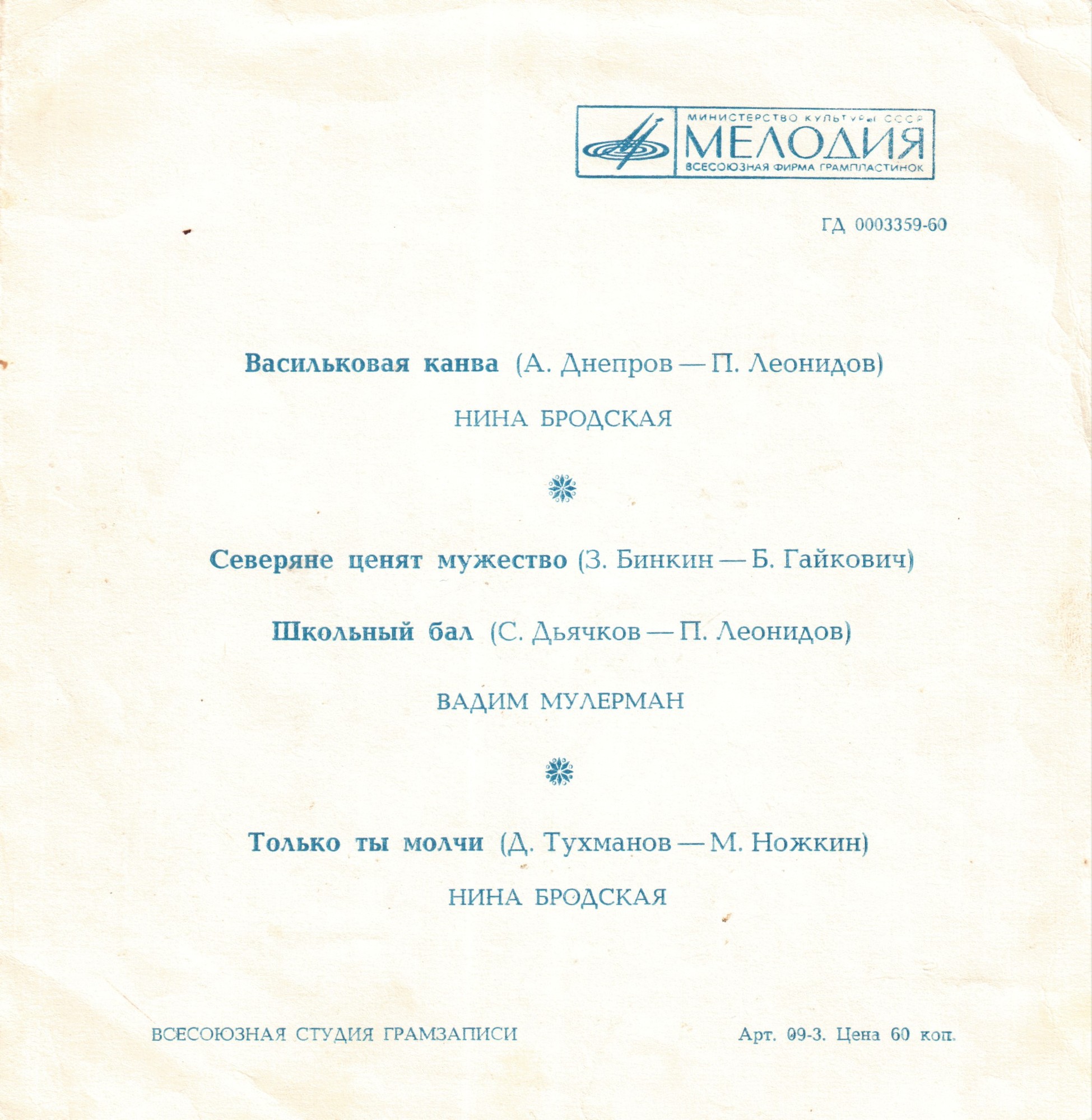 Нина Бродская. Вадим Мулерман