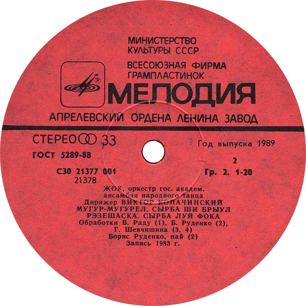 ОРКЕСТР ГОС. АКАДЕМ. АНСАМБЛЯ НАР. ТАНЦА «ЖОК», дирижер Виктор Копачинский. Народные мелодии