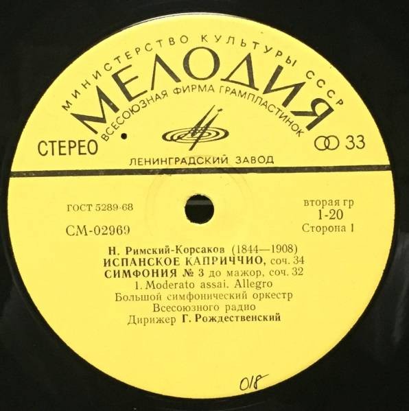 Н. РИМСКИЙ-КОРСАКОВ (1844–1908): Испанское каприччио, соч. 34 / Симфония № 3 до мажор, соч. 32 (Г. Рождественский)