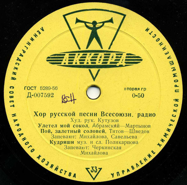 ХОР РУССКОЙ ПЕСНИ ВСЕСОЮЗНОГО РАДИО И ТЕЛЕВИДЕНИЯ, худ. рук. Н. Кутузов