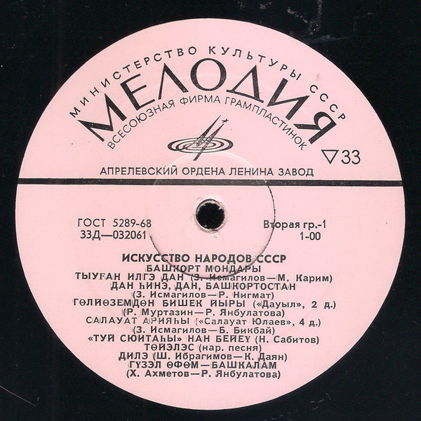 Искусство народов СССР. Башкирские мелодии («Башкорт мондары»)