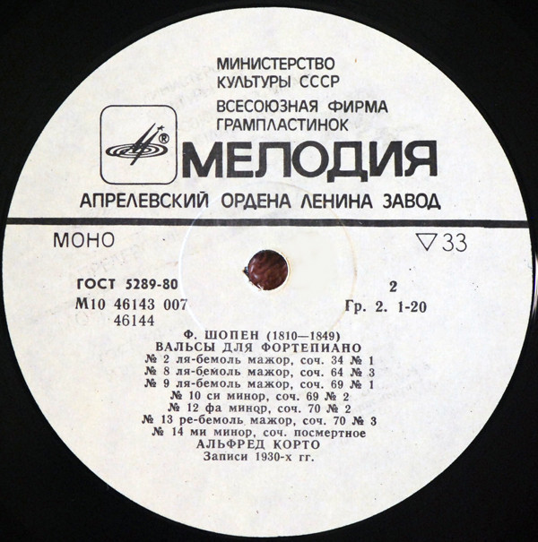 Ф. ШОПЕН (1810–1849). ВАЛЬСЫ ДЛЯ ФОРТЕПИАНО (А. КОРТО)