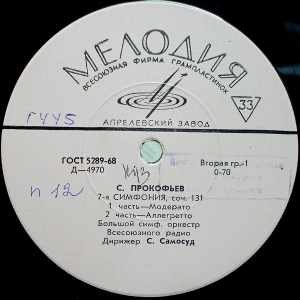 С. ПРОКОФЬЕВ (1891–1953): Симфония № 7, соч. 131 (С. Самосуд)