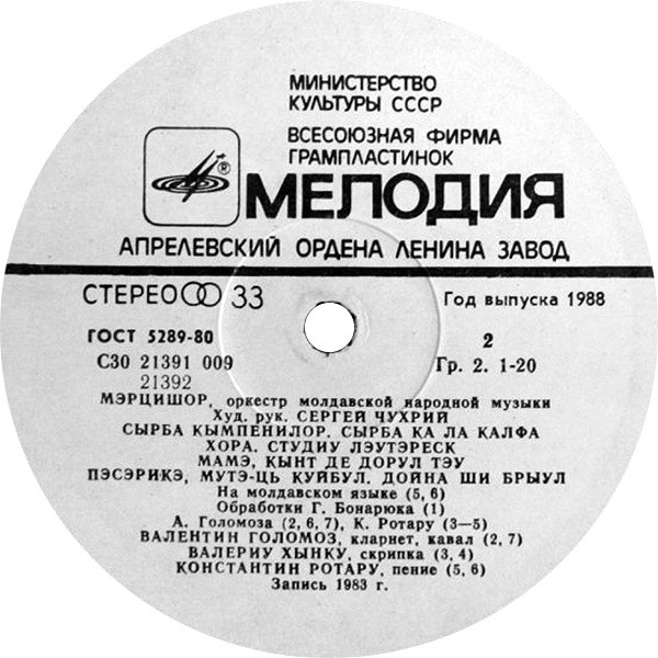 ОРКЕСТР МОЛДАВСКОЙ НАРОДНОЙ МУЗЫКИ «МЭРЦИШОР», художественный руководитель Сергей Чухрий