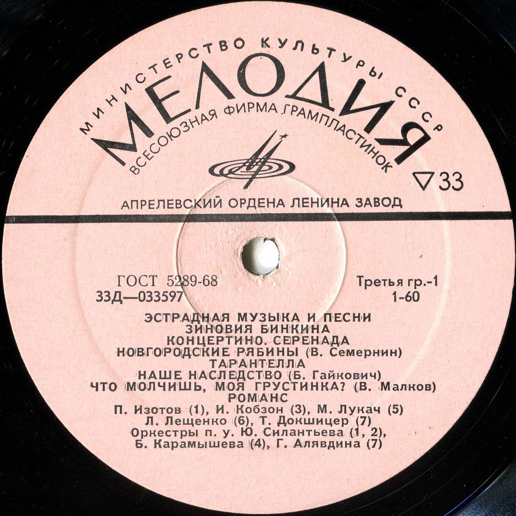 Зиновий БИНКИН. Эстрадная музыка и песни