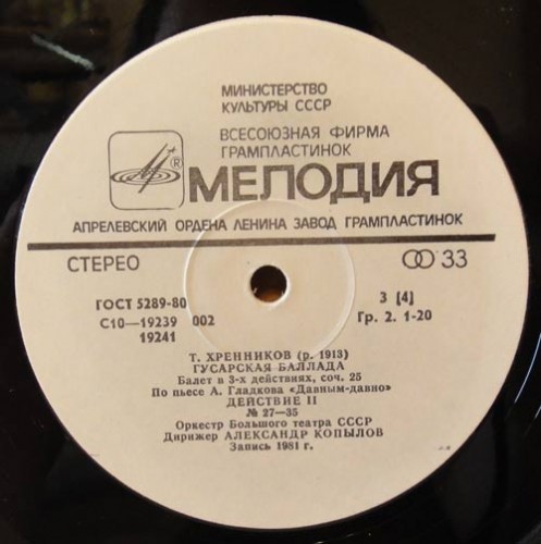 Т. Хренников: Гусарская баллада, балет (дирижер Александр Копылов)