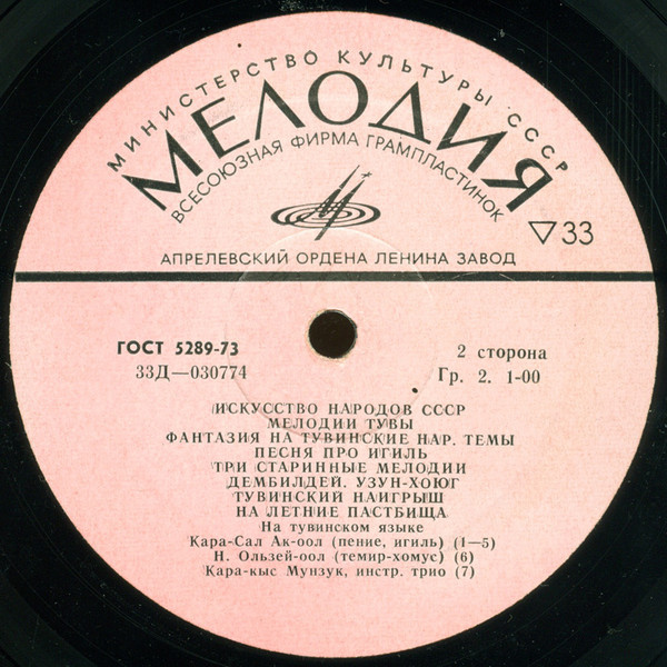 Песни и инструментальные мелодии Тувы