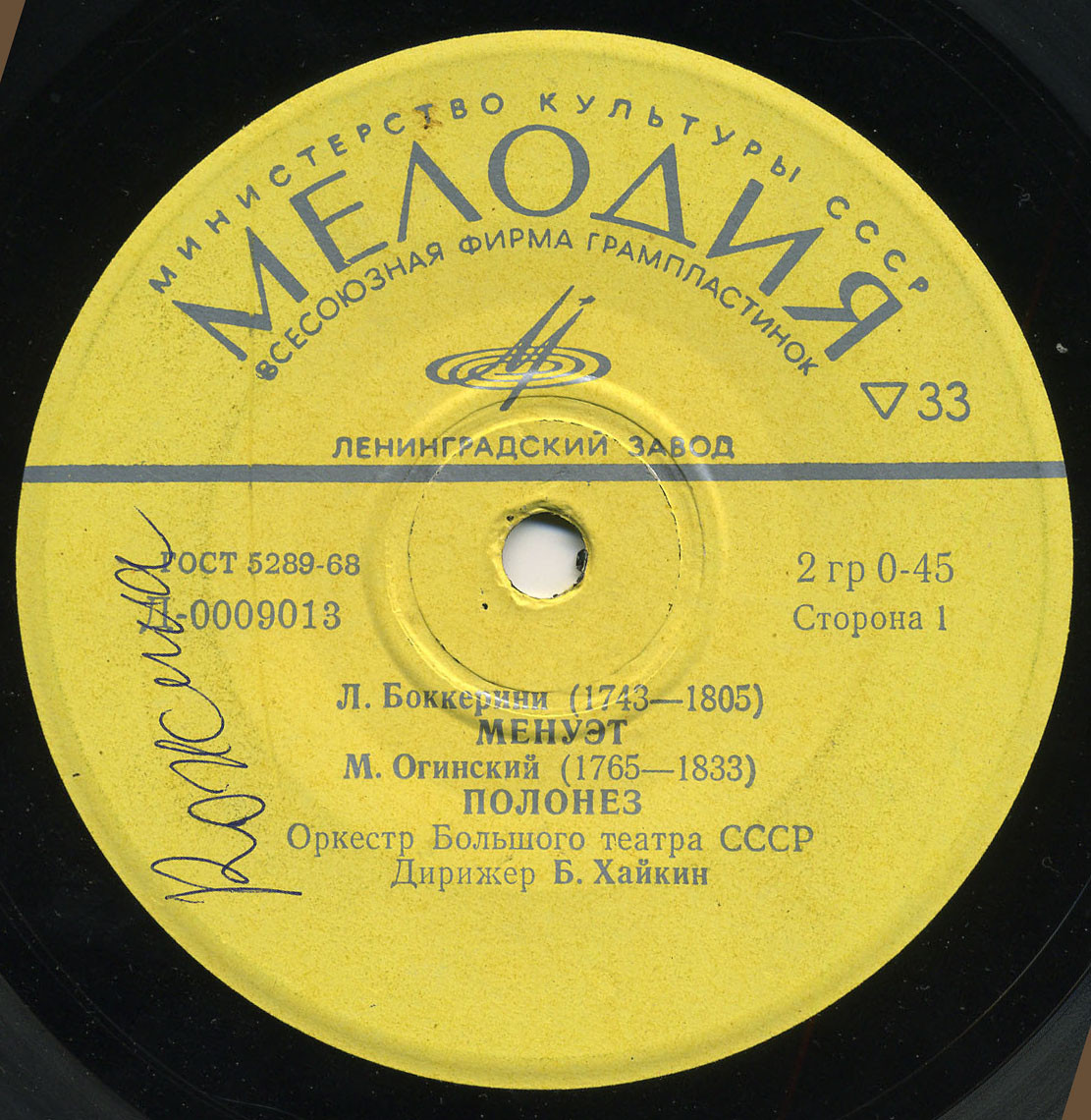 Оркестр Большого театра СССР. Дирижёр Б. Хайкин