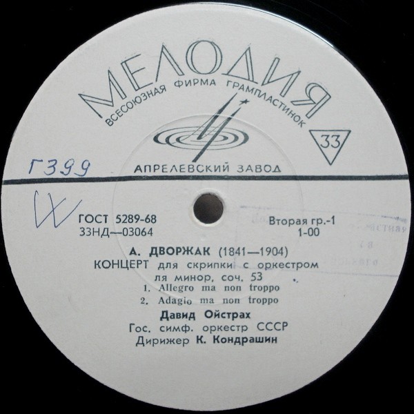 А. ДВОРЖАК (1841–1904): Концерт для скрипки с оркестром ля минор / Славянская рапсодия № 3