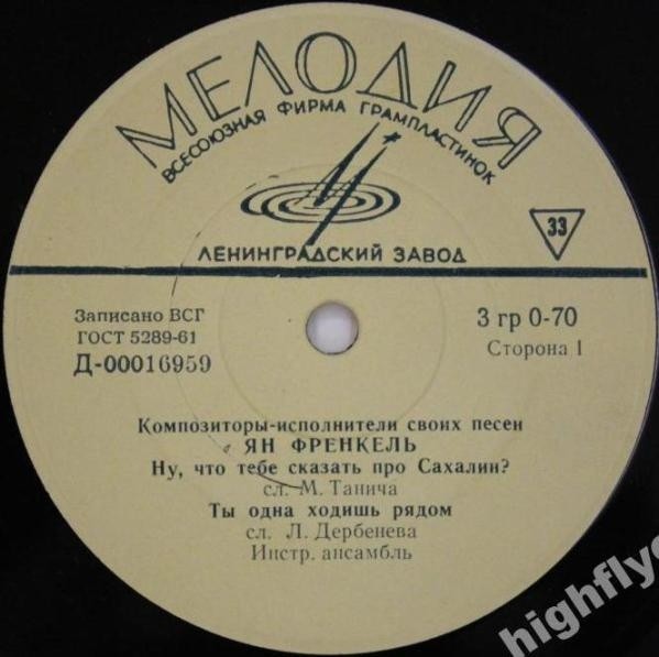 Композиторы-исполнители своих песен. Ян ФРЕНКЕЛЬ