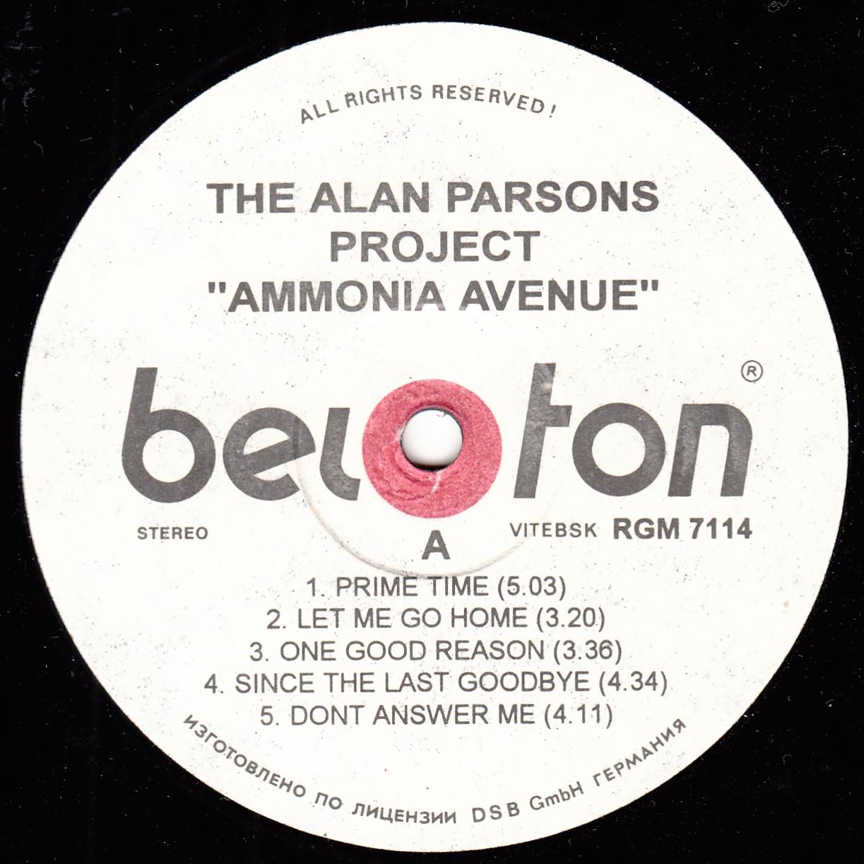 ALAN PARSONS PROJECT. Ammonia Avenue