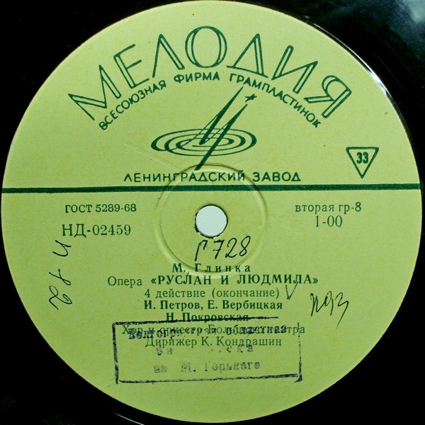 М. ГЛИНКА (1804–1857): «Руслан и Людмила», опера в 5 актах (К. Кондрашин)