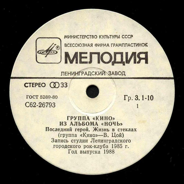Группа «Кино». Из альбома «Ночь»