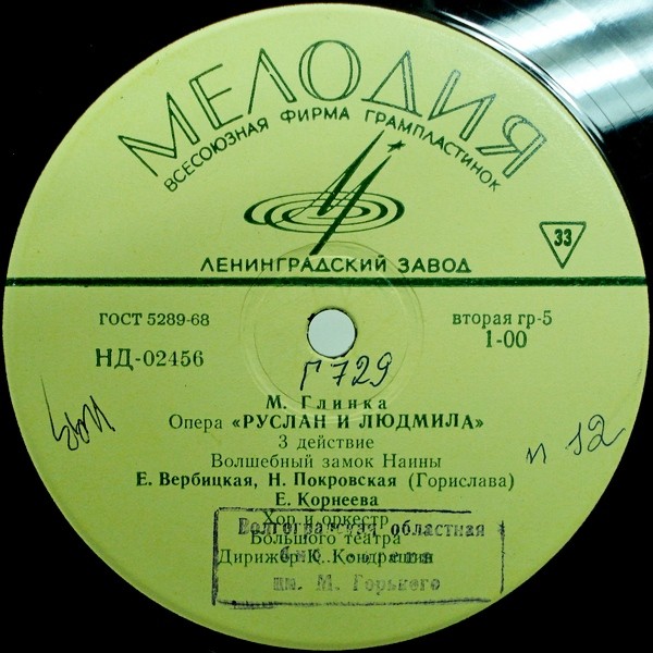 М. ГЛИНКА (1804–1857): «Руслан и Людмила», опера в 5 актах (К. Кондрашин)