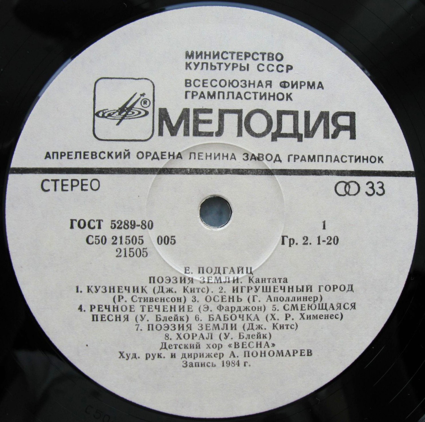 Е. ПОДГАЙЦ (1949). Кантаты для детского хора.