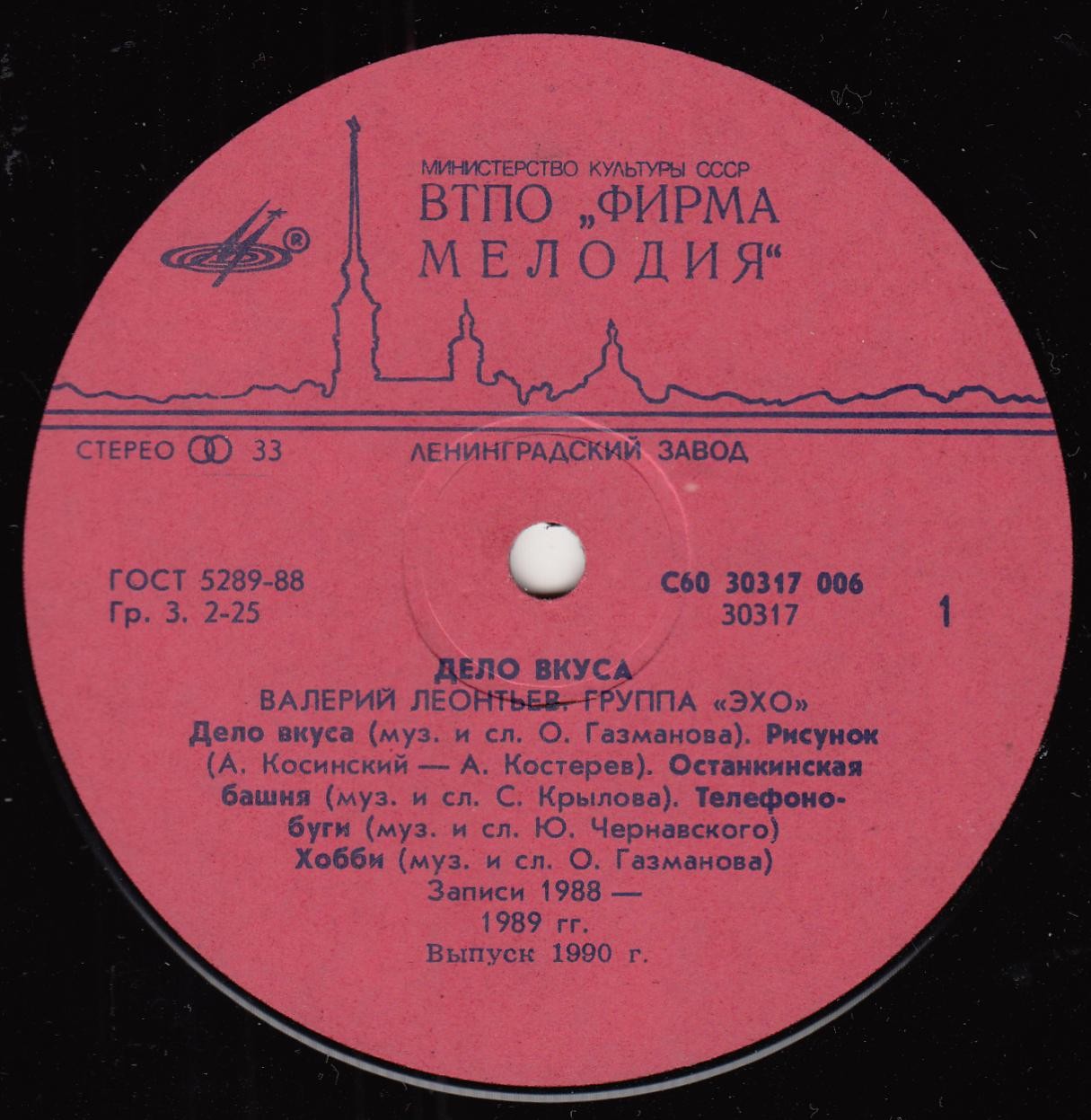 Валерий ЛЕОНТЬЕВ и группа "Эхо". «Дело вкуса»