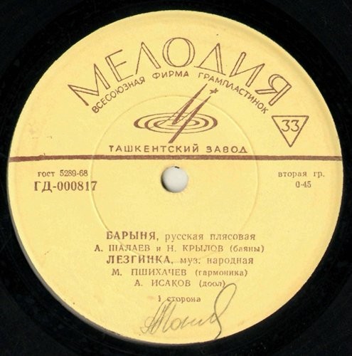 Плясовые мелодии: Барыня, Лезгинка, Цыганская венгерка, Яблочко