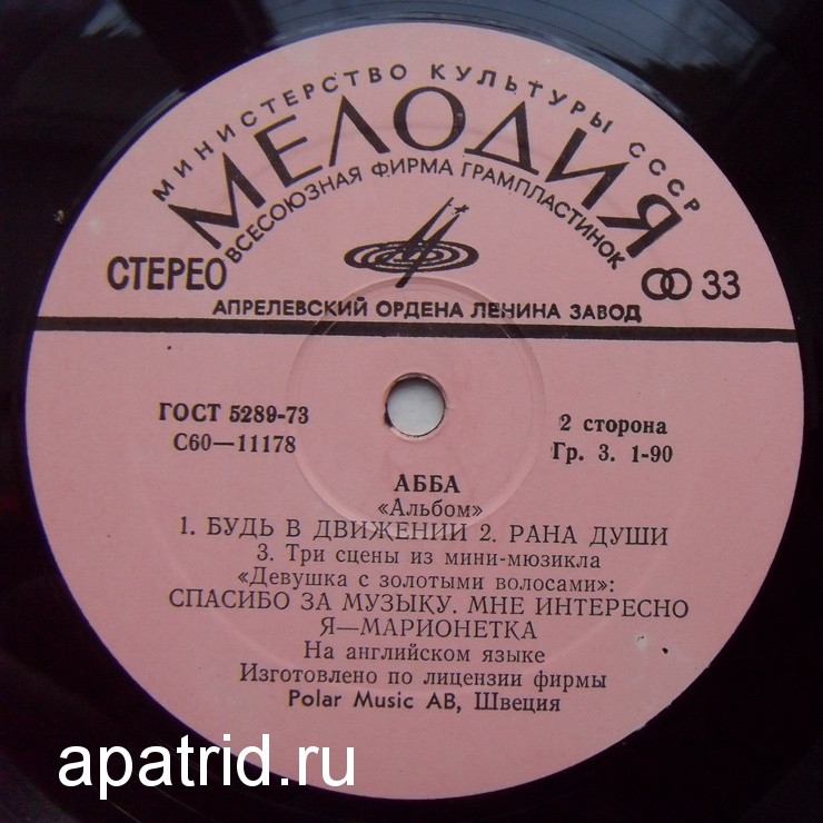 ВОКАЛЬНО-ИНСТРУМЕНТАЛЬНЫЙ АНСАМБЛЬ «АББА». "Альбом"