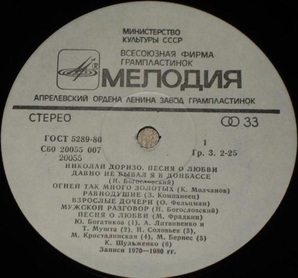 Николай ДОРИЗО. «Песня о любви»