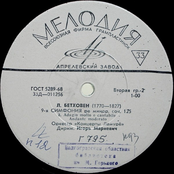 Л. БЕТХОВЕН (1770–1827): 9-я симфония ре минор, соч. 125 / 6-я соната для скрипки и фортепиано, соч. 30 №1