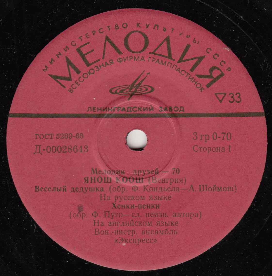 Мелодии друзей - 70. Янош Коош (Венгрия)