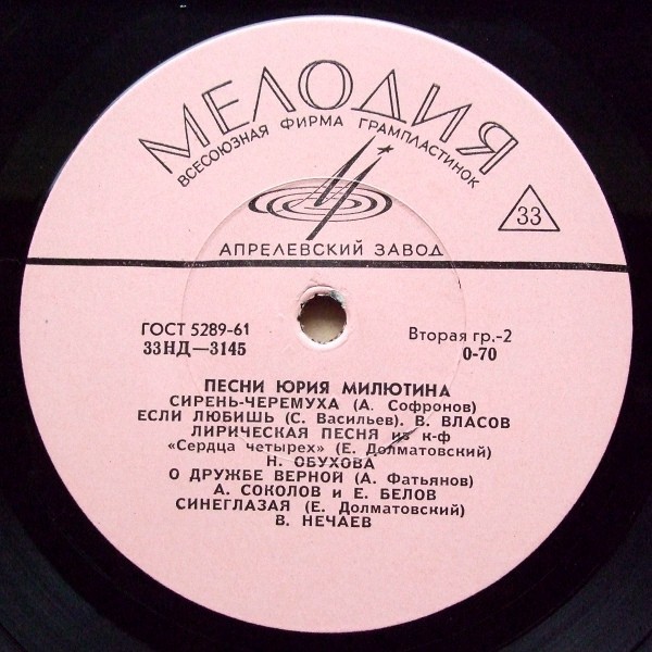 Песни Юрия МИЛЮТИНА