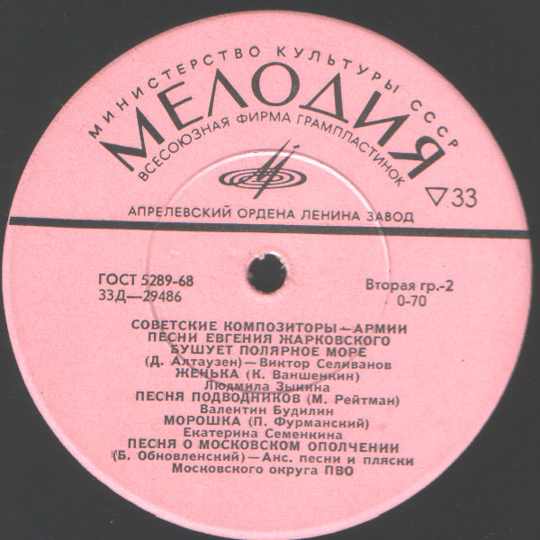 Песни Евгения ЖАРКОВСКОГО. Из цикла «Советские композиторы – Армии»