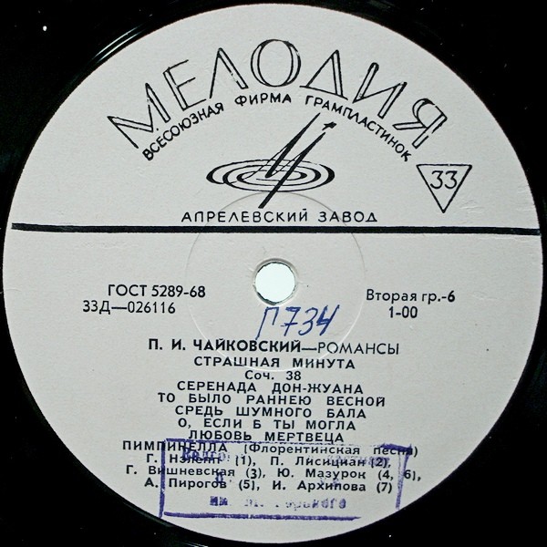 П. ЧАЙКОВСКИЙ (1840–1893): Полное собрание романсов (3/6)