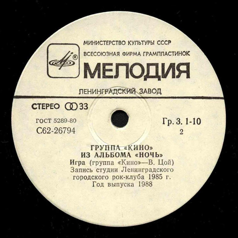 Группа «Кино». Из альбома «Ночь»