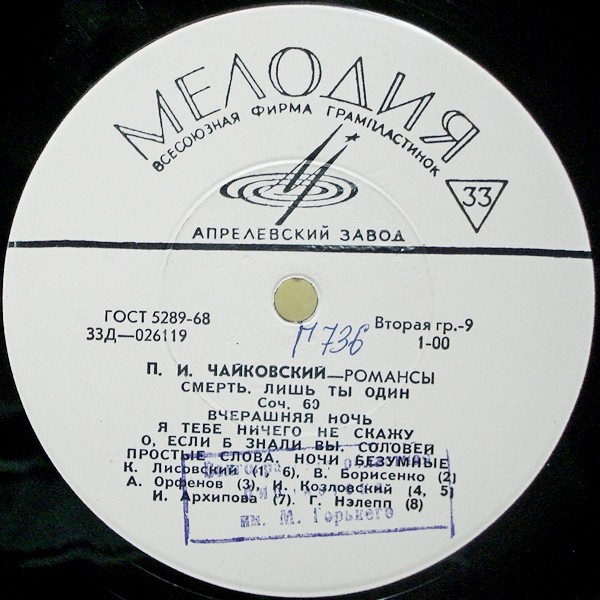 П. ЧАЙКОВСКИЙ (1840–1893): Полное собрание романсов (5/6)