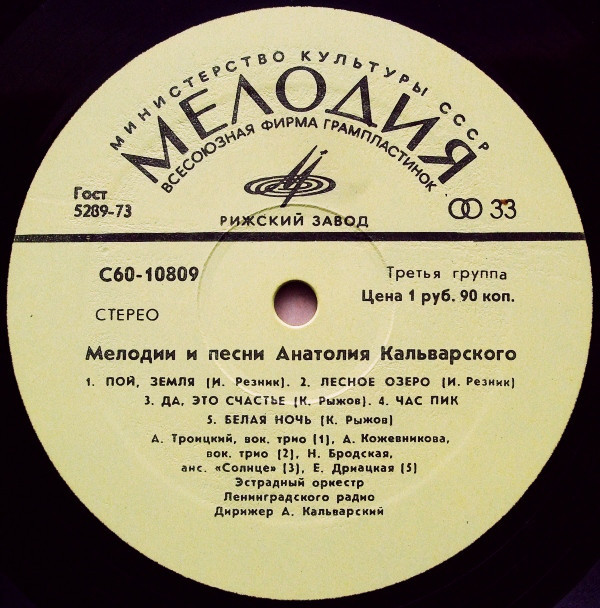 Мелодии и песни Анатолия Кальварского