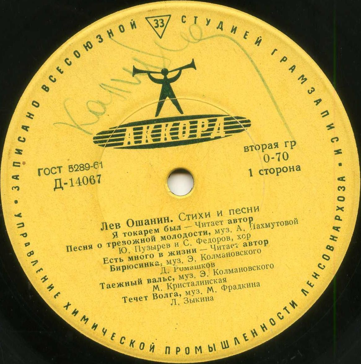 Лев ОШАНИН (1912): Стихи и песни