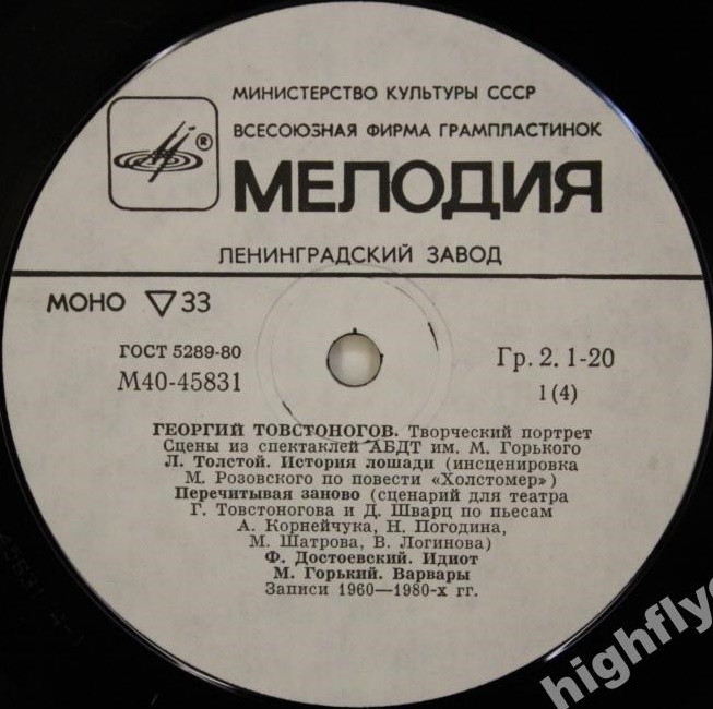 ГЕОРГИЙ ТОВСТОНОГОВ (творческий портрет режиссера)