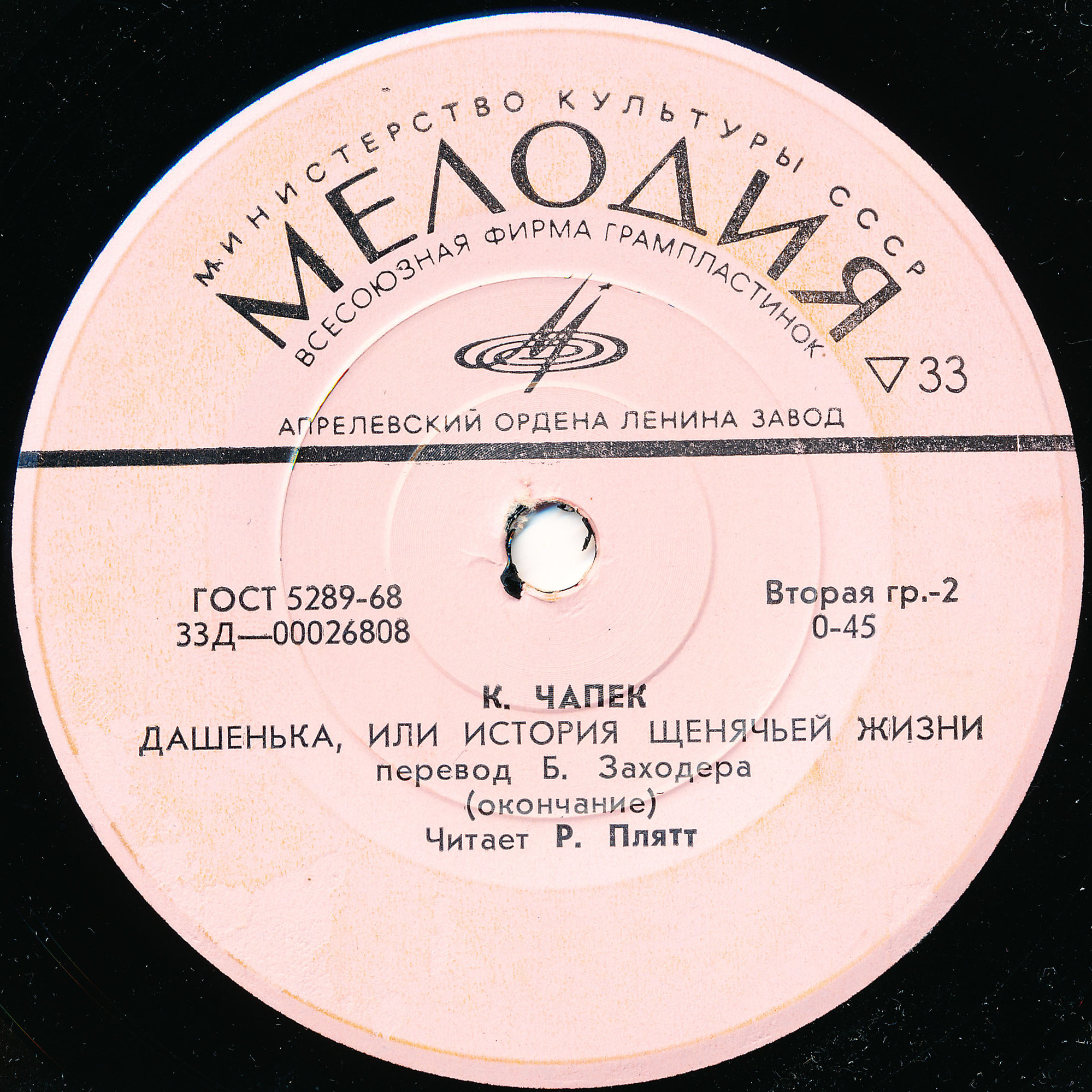 К. ЧАПЕК (1890—1938) Дашенька, или история щенячьей жизни, рассказ (перевод Б. Заходера)  Р. Плятт
