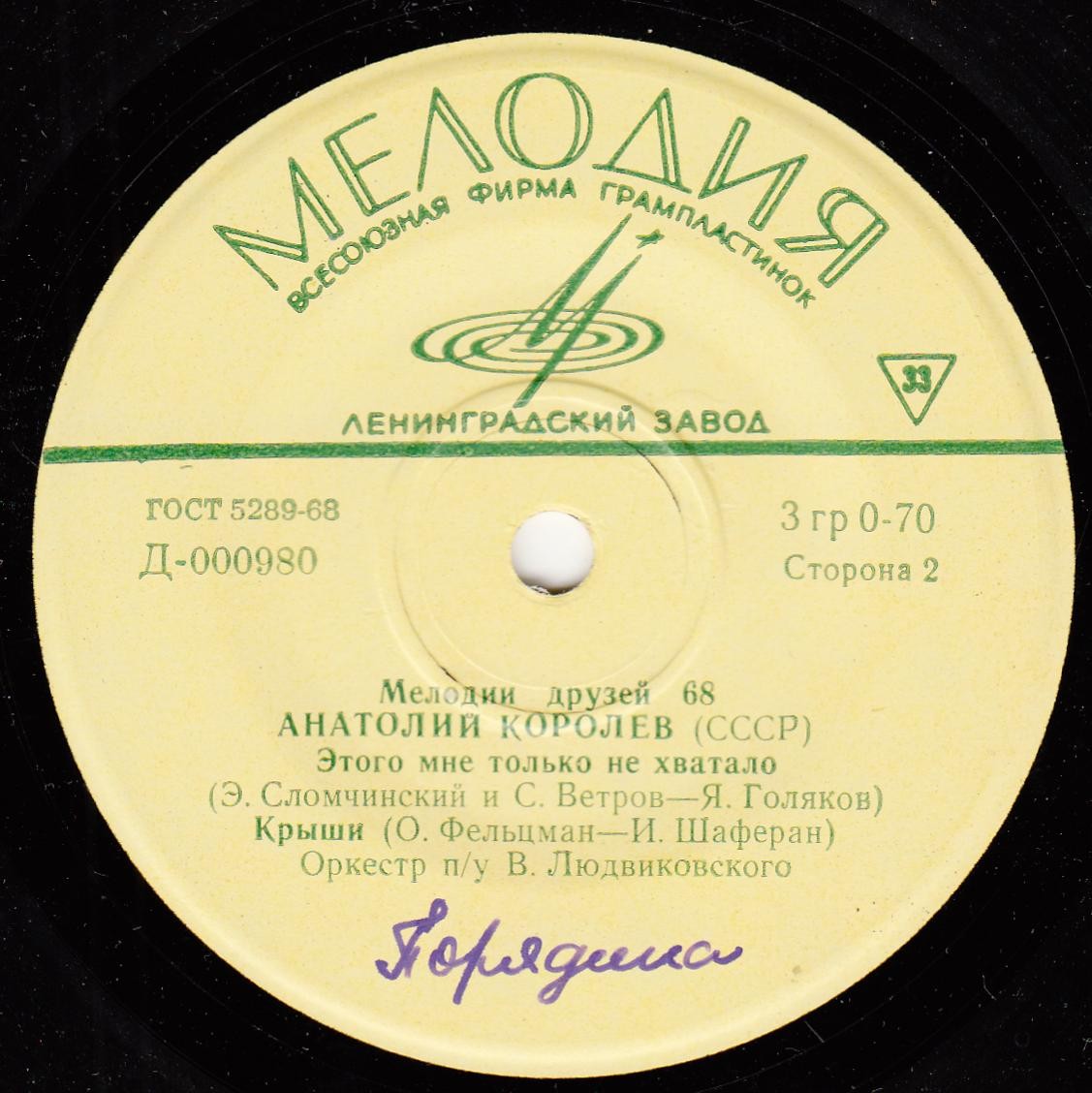 Мелодии друзей-68. Анатолий Королёв